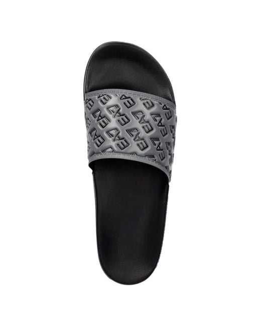 EA7 White Logo-Embossed Slides