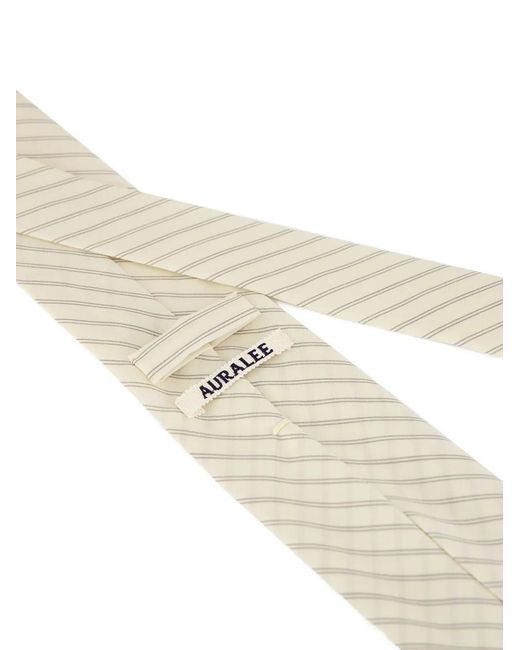 Auralee White Gestreifte Krawatte