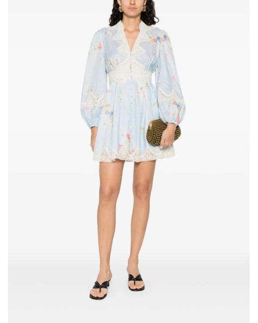 Zimmermann Lucky Linen Mini Dress in White | Lyst Zimmermann Lucky Linen Mini Dress in White | Lyst