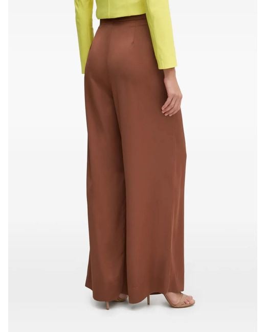 Joseph Ribkoff Brown Pleated Wide-Leg Trousers