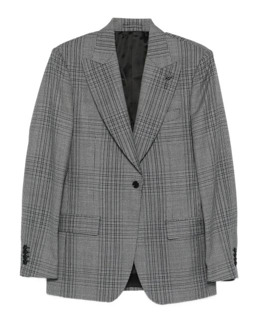Lardini Gray Checked Single-Breasted Blazer for men