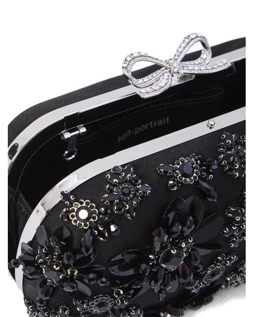 Self-Portrait Black Floral Clutch