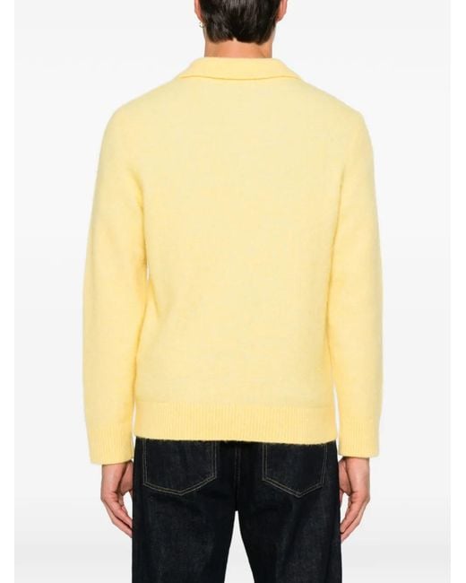 Sandro Yellow Wing-Collar Buttoned Cardigan for men