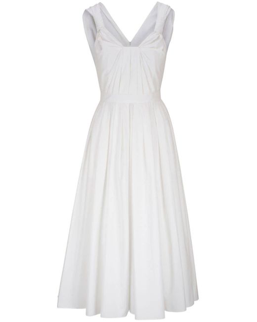Robe évasée à design plissé Alexander McQueen en coloris White