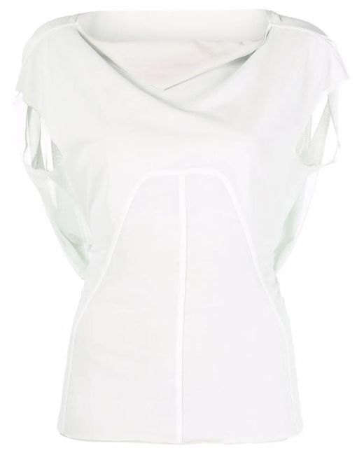 Rick Owens White Panelled Cowl-Neck Top