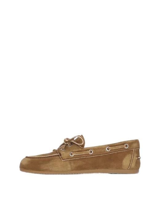 Miu Miu Brown Faded Suede Deck Shoes