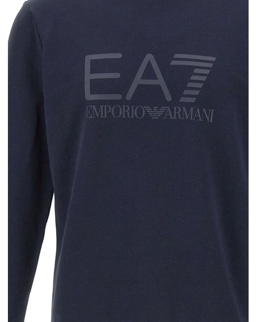 EA7 Blue Core Identity Tonal-Logo Sweatshirt for men
