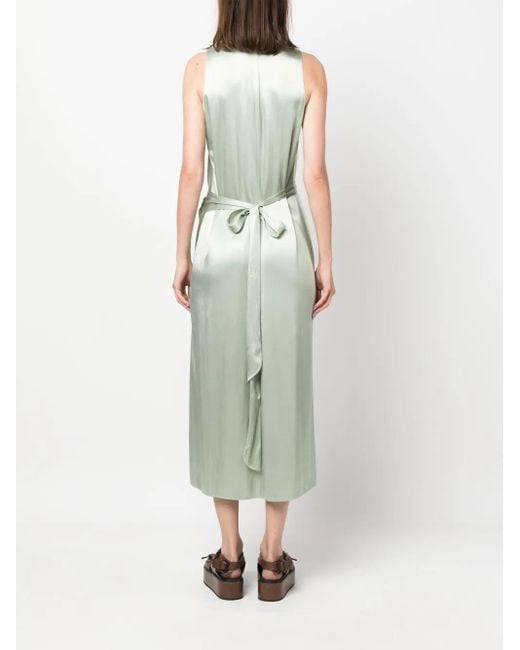 Vince Green Satin-Finish V-Neck Wrap Dress