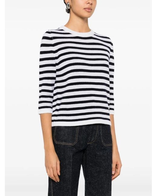 Allude Blue Striped-Pattern Sweater
