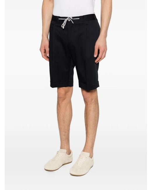 Barba Napoli Black Drawstring Cuffed Shorts for men