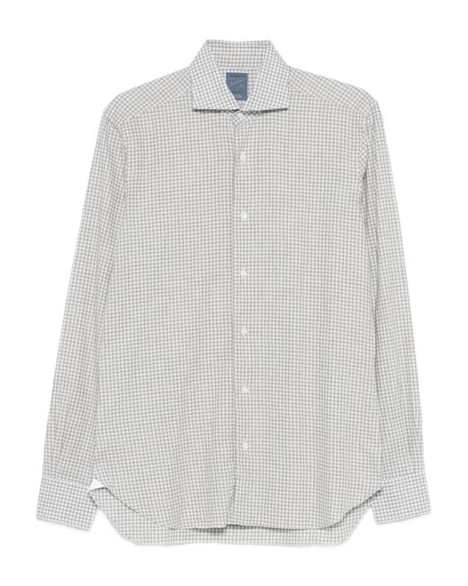 Barba Napoli White Gingham-Pattern Button-Up Shirt for men
