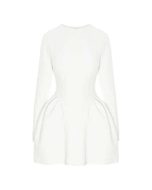 Hamza White Lilly Gathered-Waist Dress