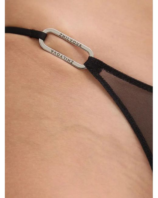 Zhilyova Natural Ember Logo-Plaque Mesh Briefs