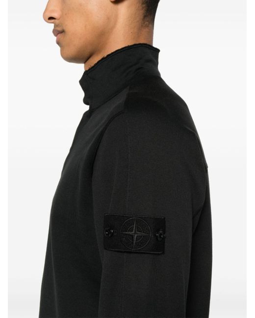 Compass-badge cotton sweatshirt Stone Island pour homme en coloris Black