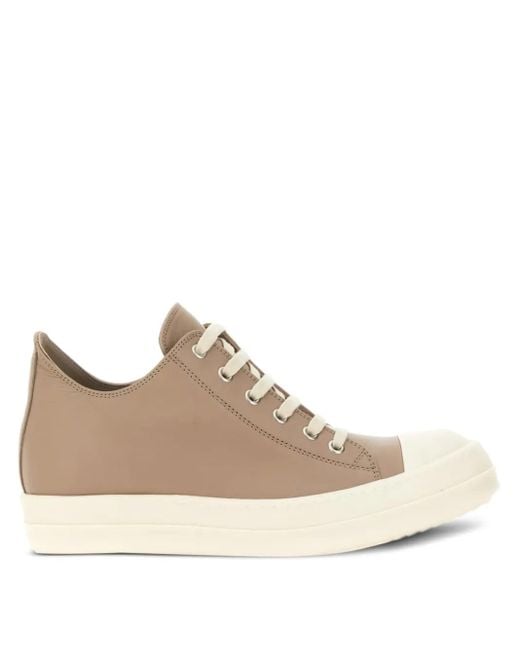 Rick Owens Brown Leather Lace-up Trainers