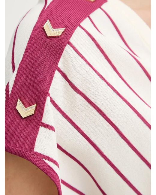 Liu Jo Red Striped Chevron-Knit Sweater