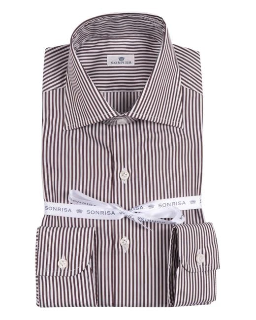 Sonrisa Brown Striped Shirt for men