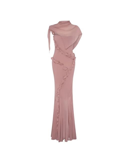 Paris Georgia Pink Ruffled Maxi Dress