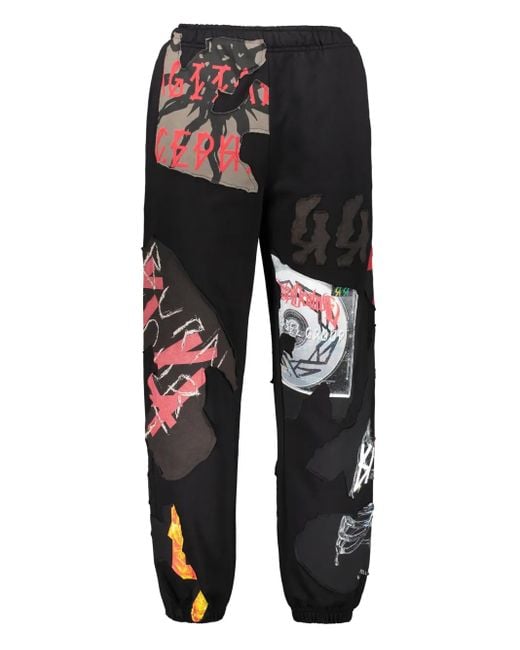 44 Label Group Black Graphic-Print Track Pants for men