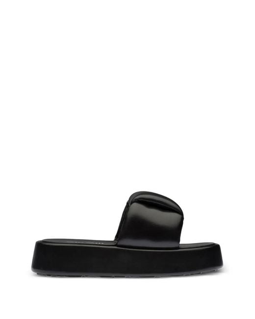 Miu Miu Black Platform Nappa Sandals
