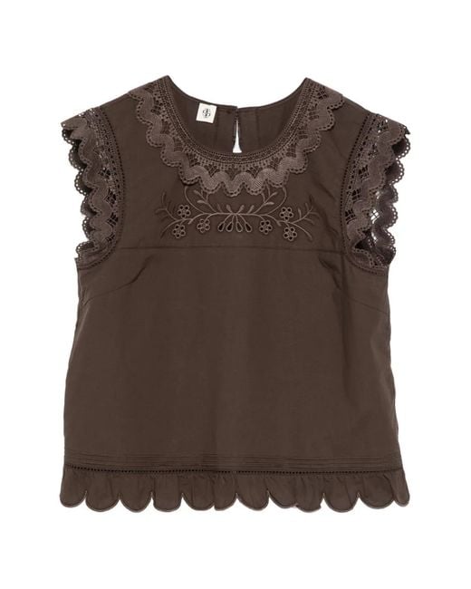 THE GARMENT Brown Kirsten Lace Floral Top