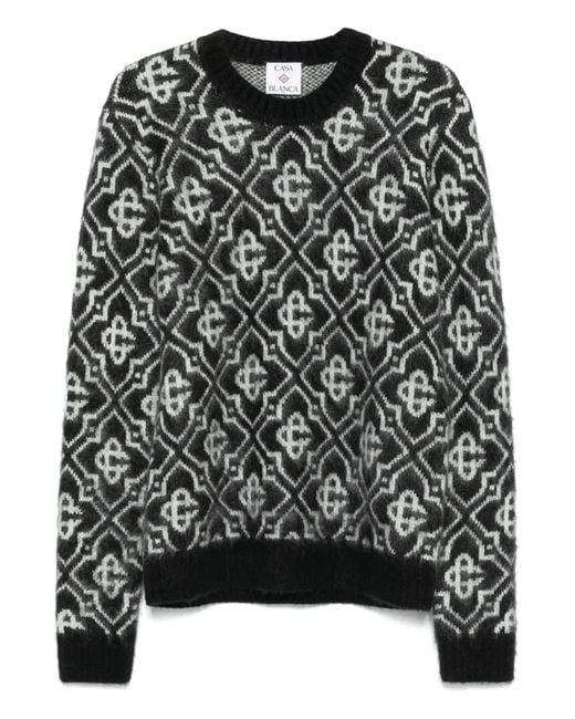 Casablanca Black Monogram-Pattern Knitted Sweater for men