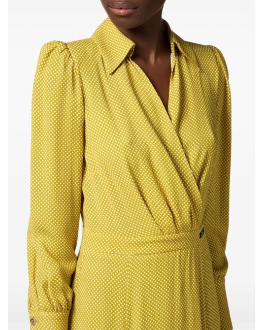 Elisabetta Franchi Yellow Polka Dot Print Dress