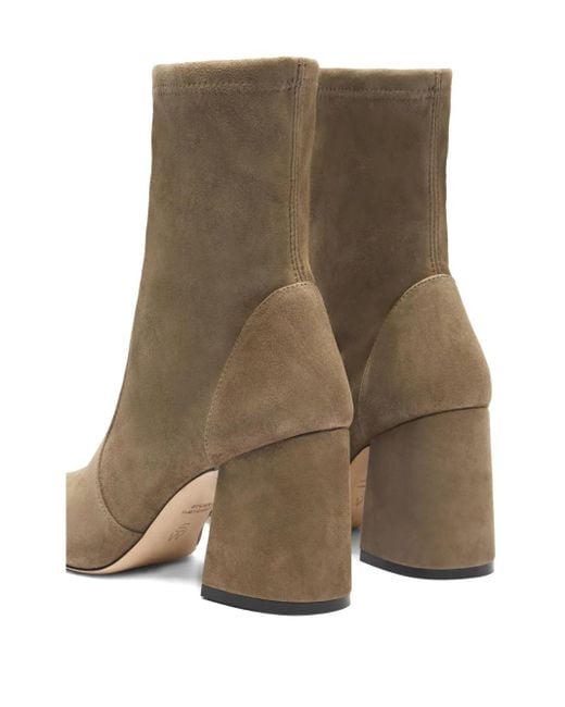 Stuart Weitzman Brown 85Mm Essencialist Stretch Suede Ankle Boots