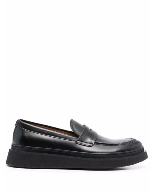 BOSS by HUGO BOSS Penny-slot Leather Loafers in Black for Men - Lyst