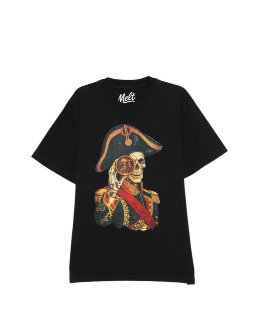 Melt Black Graphic-Print Round Neck T-Shirt for men