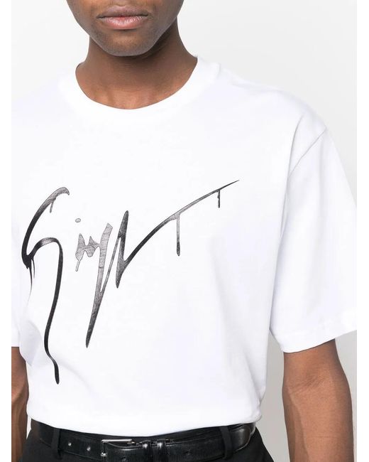 Giuseppe Zanotti White Graphic-Print Cotton T-Shirt for men