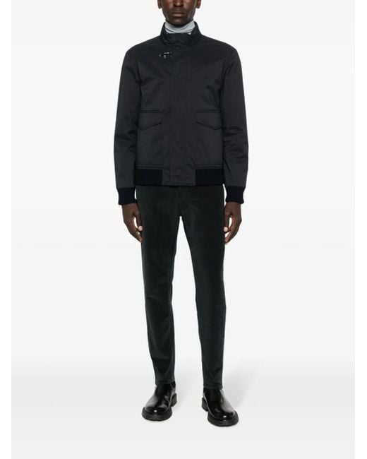 Fay Blue Mock-Neck Zip-Up Bomber Jacket for men