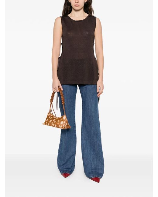 P.A.R.O.S.H. Black Side-Ties Knitted Vest