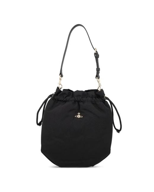 Vivienne Westwood Drawstring Orb-Motif Shoulder Bag in Black | Lyst