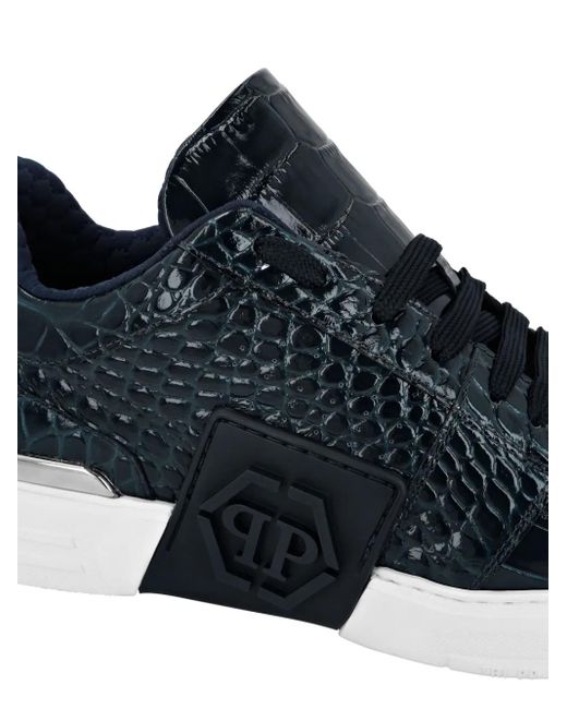 Philipp Plein Blue Hexagon Lo-Top Sneakers