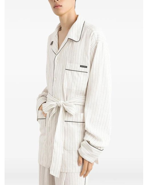 Dolce & Gabbana White Linen-Silk Vanity Robe for men