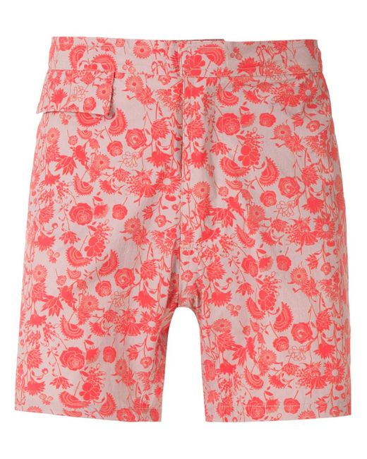 Amir Slama Red Floral Tactel Shorts for men