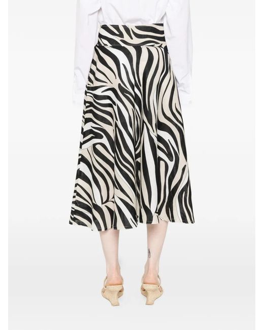 Marella Black Zebra Print Midi Skirt