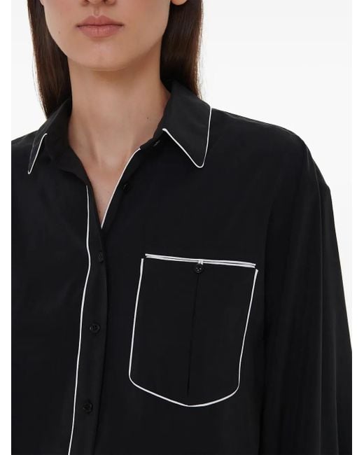 A.M.G Black Contrast-Trim Shirt