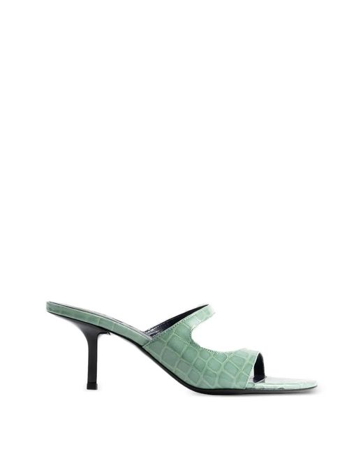 By Far Green Serena Crocodile-Effect Sandals