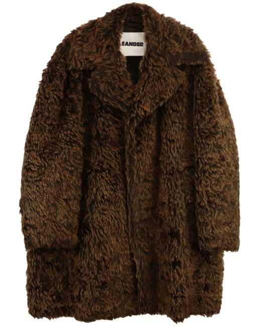 Jil Sander Brown Single-breasted Faux-fur Coat for men