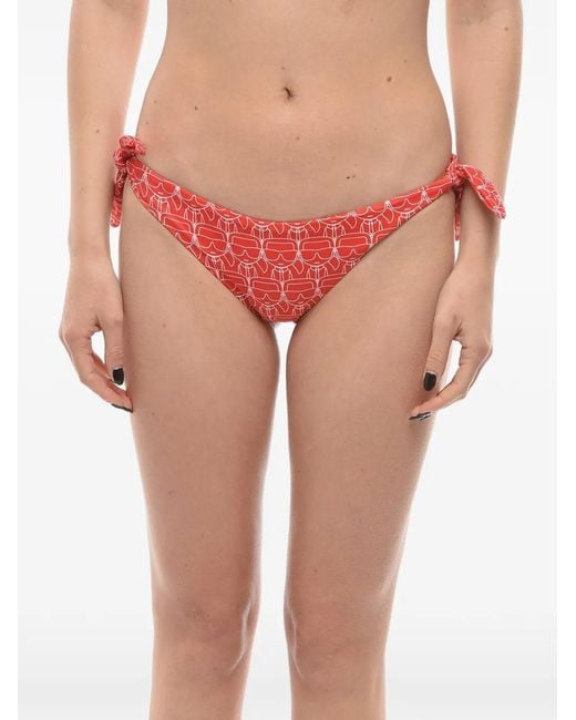 Karl Lagerfeld Pink Logo-Print Side-Tie Bikini Briefs