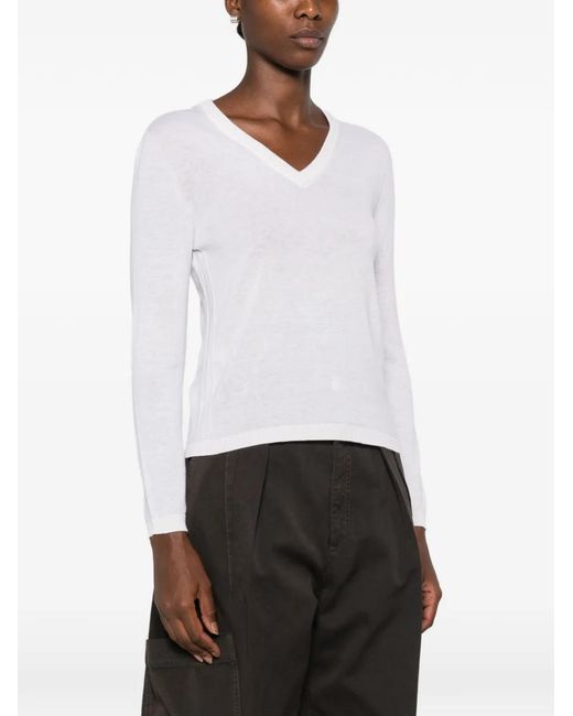Panicale White V-Neck Sweater