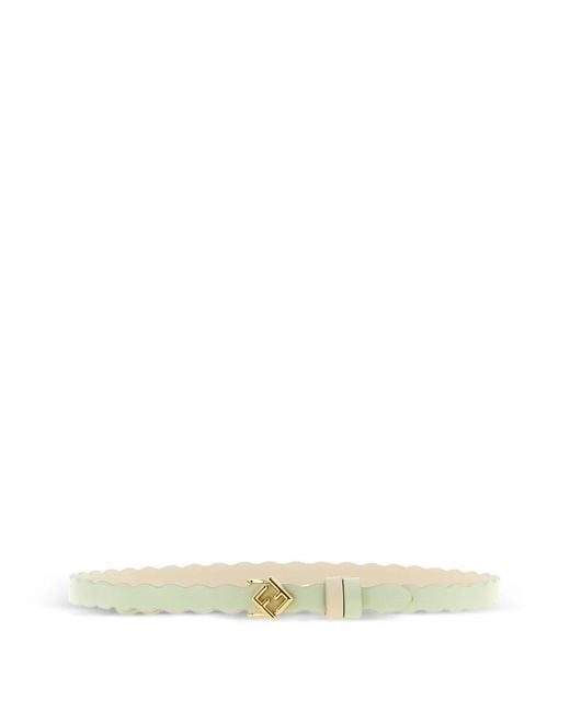 Fendi White Ff Diamonds Reversible Leather Belt