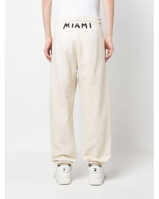 Palm Angels White Logo-print Cotton Track Pants for men