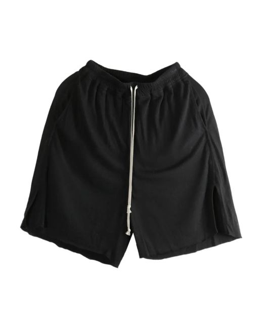Rick Owens Black Drawstring Side-Split Shorts for men