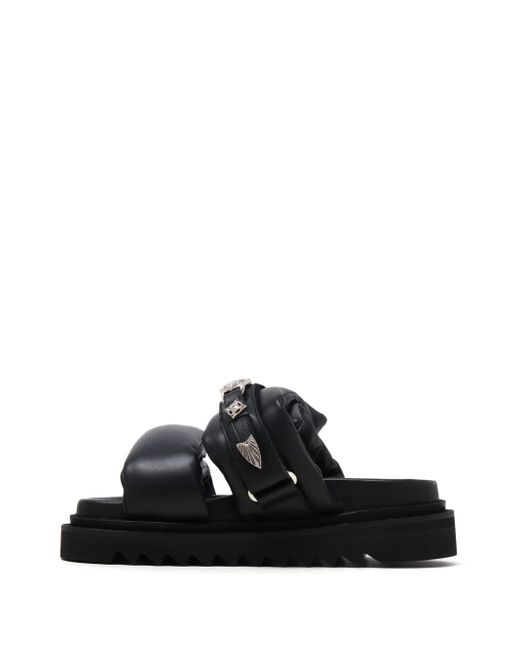 Toga Black Buckled Leather Sandals