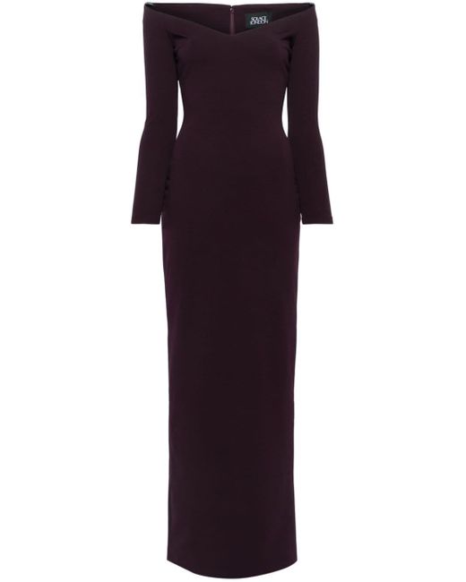 Solace London Purple Tara Off-shoulder Maxi Dress