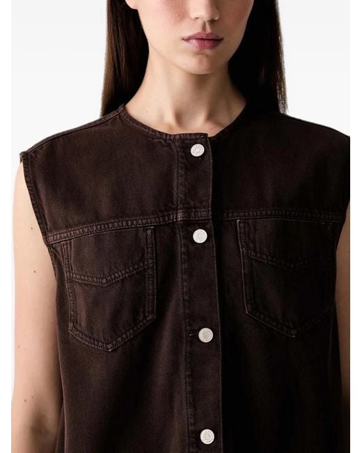 Marc O' Polo Black Drawstring-Hem Sleeveless Denim Vest