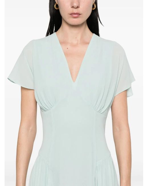 ROTATE BIRGER CHRISTENSEN Blue Maxikleid Mit V-Ausschnitt